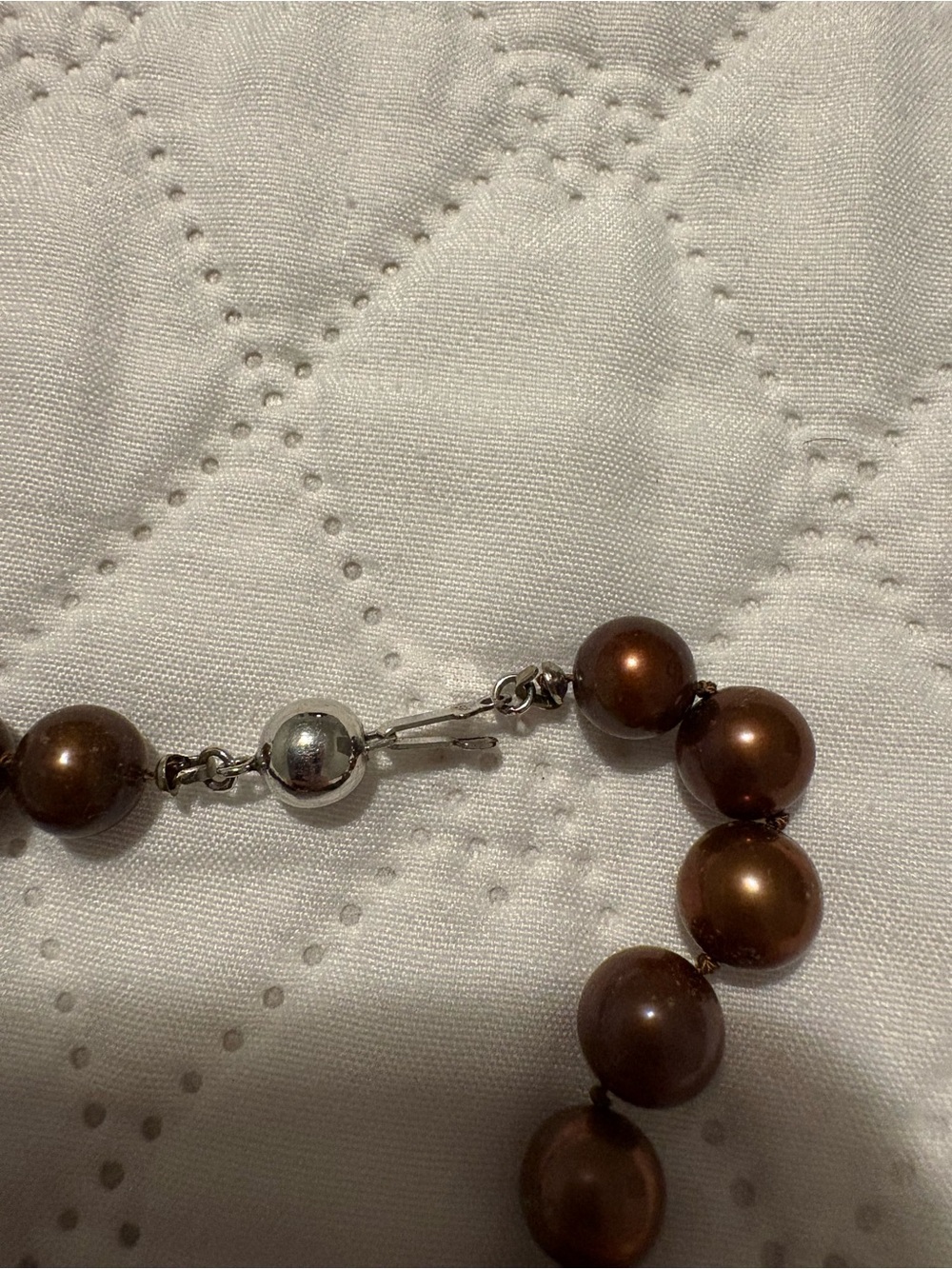 Chocolate Pearl Necklace with Sterling Silver Clasp - Picture 4 of 5